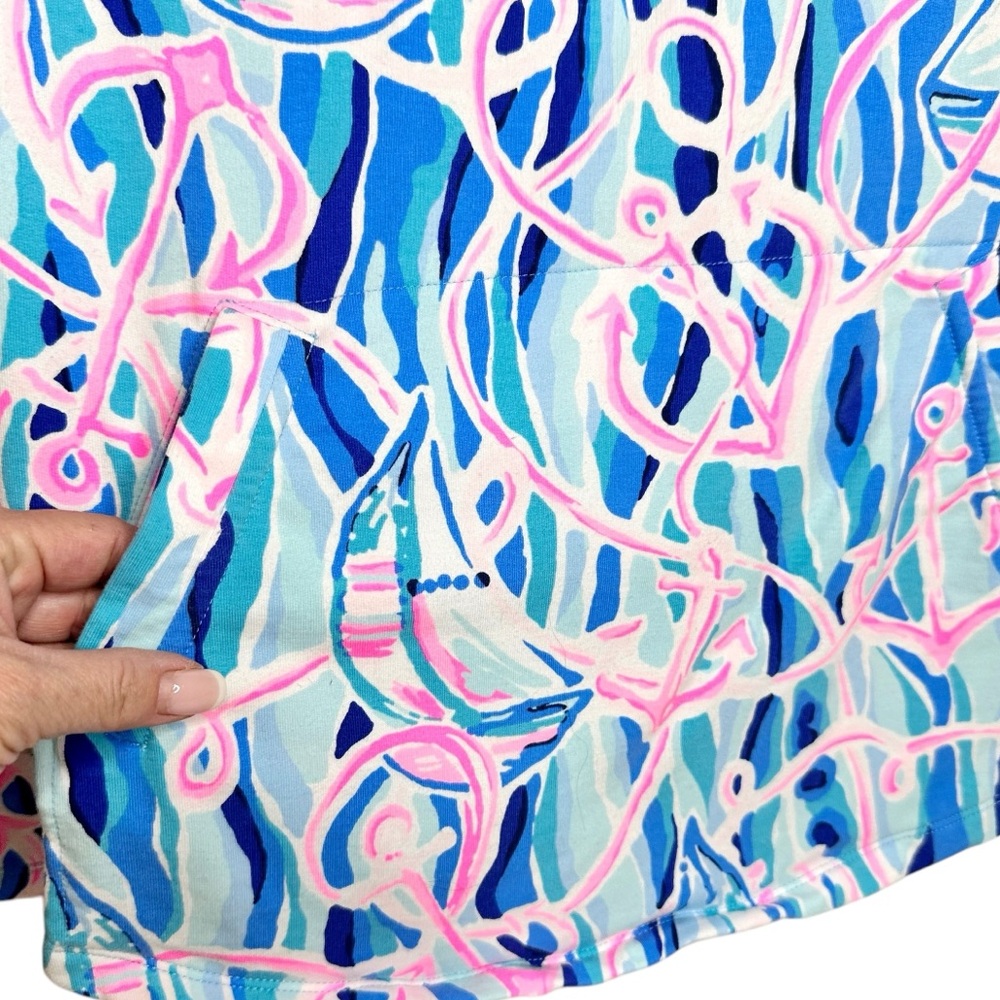 Lilly Pulitzer UPF 50+ Skipper Popover Skim Blue Reel Nauti Small Top Sweatshirt - Picture 6 of 12